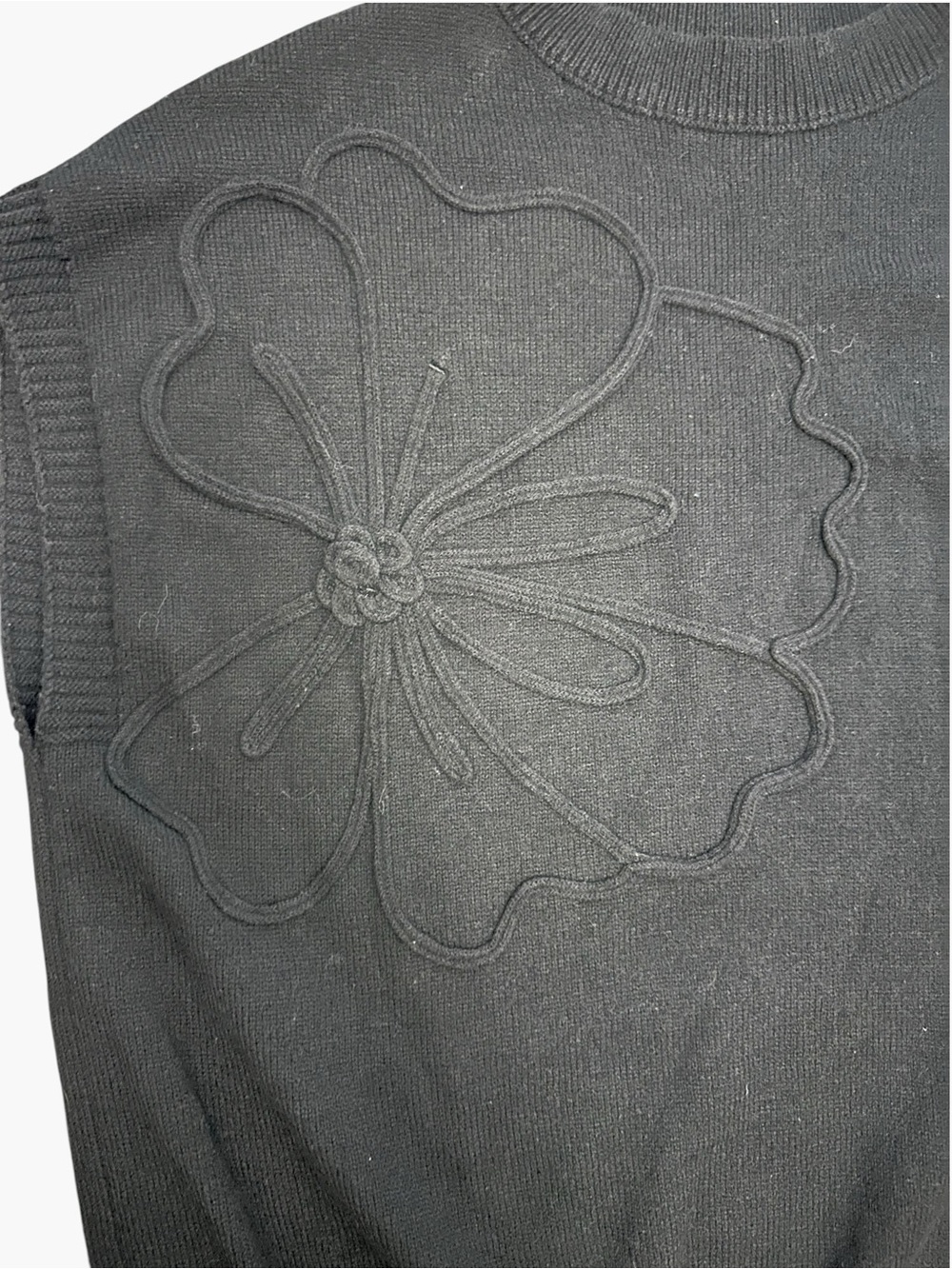 PrettyGarden Black Floral Applique Knit Sweater Top Size XXL - Picture 5 of 7